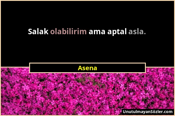 Asena - Salak olabilirim ama aptal asla....