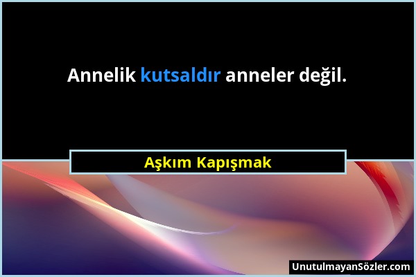 Aşkım Kapışmak - Annelik kutsaldır anneler değil....