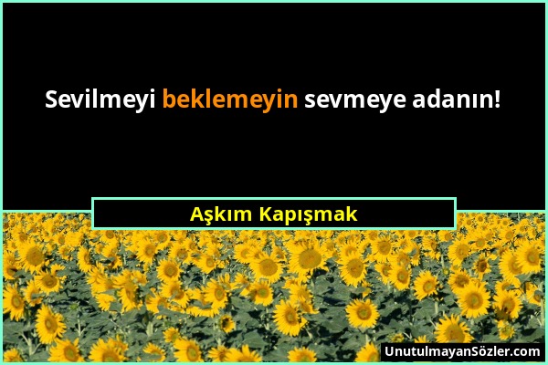 Aşkım Kapışmak - Sevilmeyi beklemeyin sevmeye adanın!...