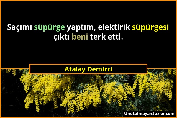 Atalay Demirci - Saçımı süpürge yaptım, elektirik süpürgesi çıktı beni terk etti....