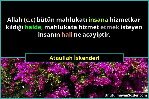 Ataullah İskenderi - Allah (c.c) bütün mahlukatı insana hizmetkar kıldığı halde, mahlukata hizmet etmek isteyen insanın hali ne acayiptir....
