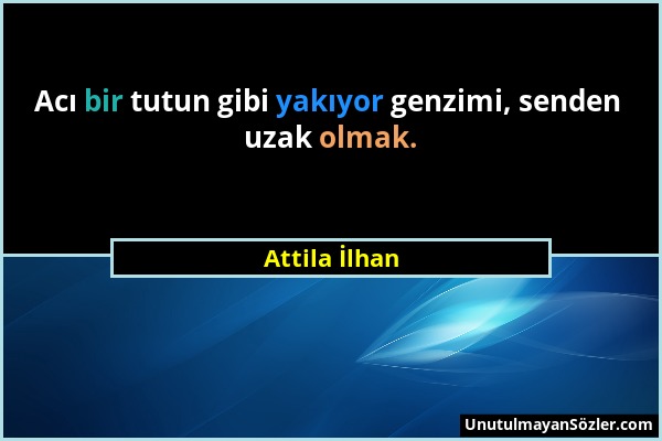 Attila İlhan - Acı bir tutun gibi yakıyor genzimi, senden uzak olmak....