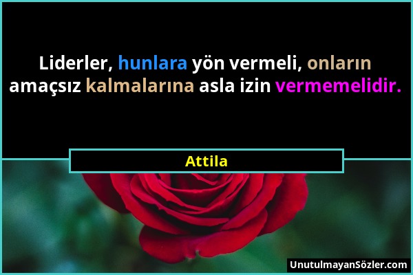 Attila - Liderler, hunlara yön vermeli, onların amaçsız kalmalarına asla izin vermemelidir....