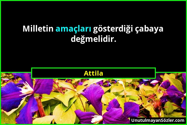 Attila - Milletin amaçları gösterdiği çabaya değmelidir....