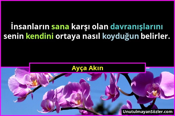 Ayça Akın - İnsanların sana karşı olan davranışlarını senin kendini ortaya nasıl koyduğun belirler....