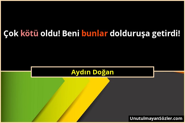 Aydın Doğan - Çok kötü oldu! Beni bunlar dolduruşa getirdi!...