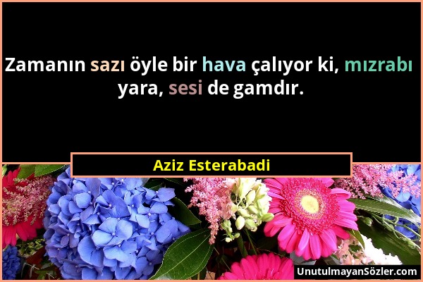 Aziz Esterabadi - Zamanın sazı öyle bir hava çalıyor ki, mızrabı yara, sesi de gamdır....