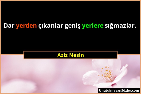 Aziz Nesin - Dar yerden çıkanlar geniş yerlere sığmazlar....