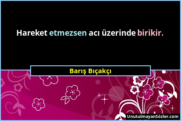 Barış Bıçakçı - Hareket etmezsen acı üzerinde birikir....