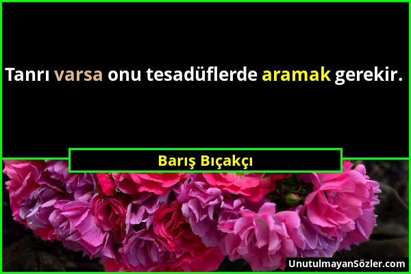 Barış Bıçakçı - Tanrı varsa onu tesadüflerde aramak gerekir....