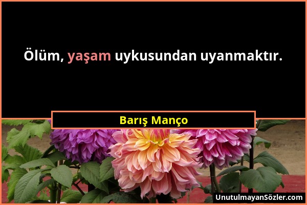 Barış Manço - Ölüm, yaşam uykusundan uyanmaktır....