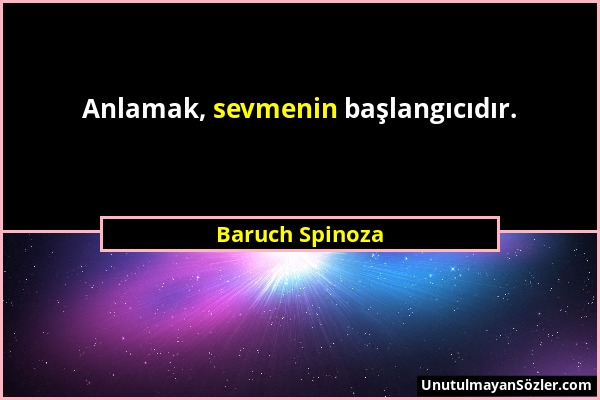 Baruch Spinoza - Anlamak, sevmenin başlangıcıdır....