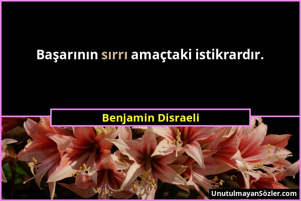 Benjamin Disraeli - Başarının sırrı amaçtaki istikrardır....
