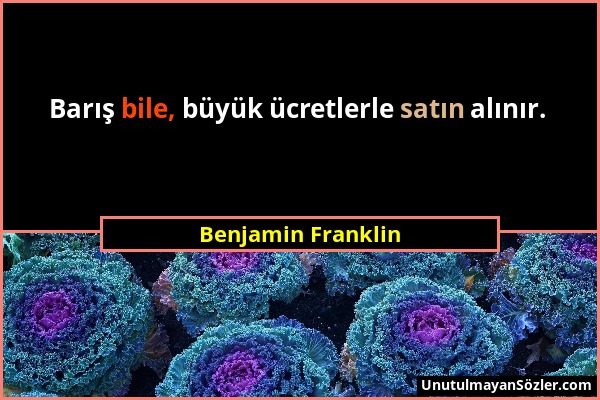 Benjamin Franklin - Barış bile, büyük ücretlerle satın alınır....