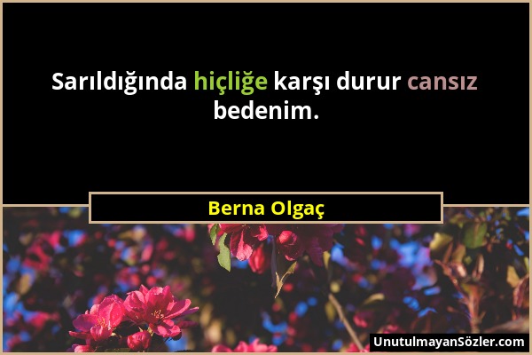 Berna Olgaç - Sarıldığında hiçliğe karşı durur cansız bedenim....