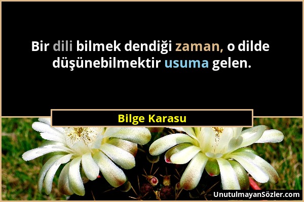 Bilge Karasu - Bir dili bilmek dendiği zaman, o dilde düşünebilmektir usuma gelen....