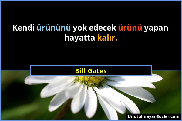 Bill Gates - Kendi ürününü yok edecek ürünü yapan hayatta kalır....