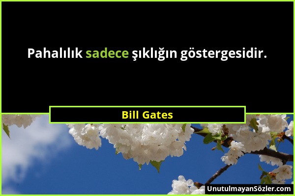 Bill Gates - Pahalılık sadece şıklığın göstergesidir....