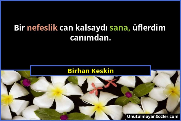 Birhan Keskin - Bir nefeslik can kalsaydı sana, üflerdim canımdan....