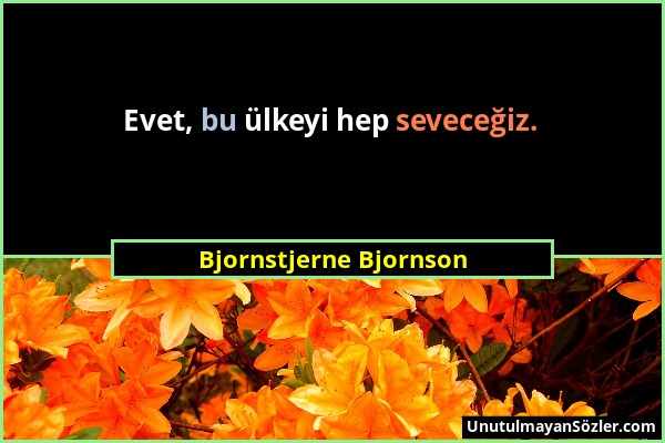 Bjornstjerne Bjornson - Evet, bu ülkeyi hep seveceğiz....