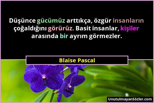 Blaise Pascal - Düşünce gücümüz arttıkça, özgür insanların çoğaldığını görürüz. Basit insanlar, kişiler arasında bir ayrım görmezler....