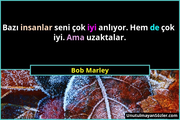 Bob Marley - Bazı insanlar seni çok iyi anlıyor. Hem de çok iyi. Ama uzaktalar....