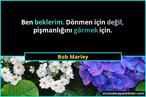 Bob Marley - Ben beklerim. Dönmen için değil, pişmanlığını görmek için....