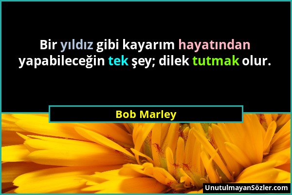 Bob Marley - Bir yıldız gibi kayarım hayatından yapabileceğin tek şey; dilek tutmak olur....