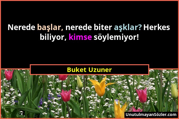 Buket Uzuner - Nerede başlar, nerede biter aşklar? Herkes biliyor, kimse söylemiyor!...