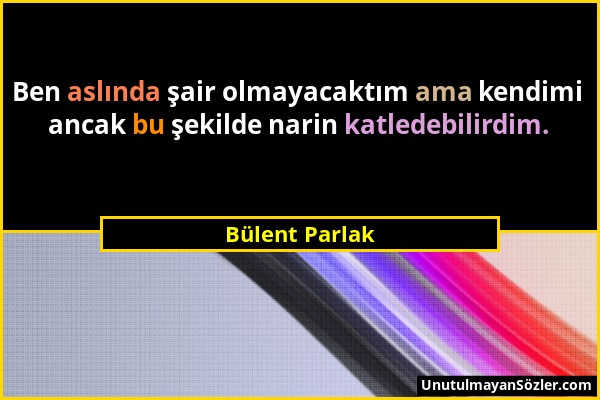 Bülent Parlak - Ben aslında şair olmayacaktım ama kendimi ancak bu şekilde narin katledebilirdim....