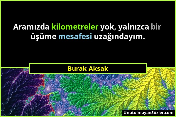 Burak Aksak - Aramızda kilometreler yok, yalnızca bir üşüme mesafesi uzağındayım....