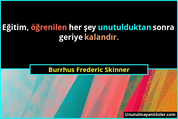 Burrhus Frederic Skinner - Eğitim, öğrenilen her şey unutulduktan sonra geriye kalandır....