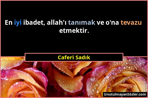 Caferi Sadık - En iyi ibadet, allah'ı tanımak ve o'na tevazu etmektir....