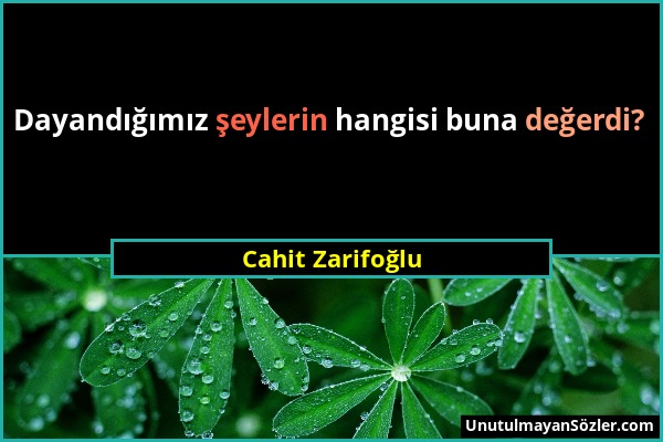 Cahit Zarifoğlu - Dayandığımız şeylerin hangisi buna değerdi?...