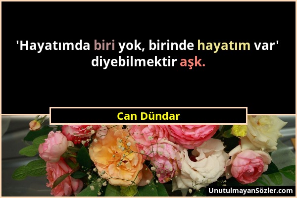 Can Dündar - 'Hayatımda biri yok, birinde hayatım var' diyebilmektir aşk....