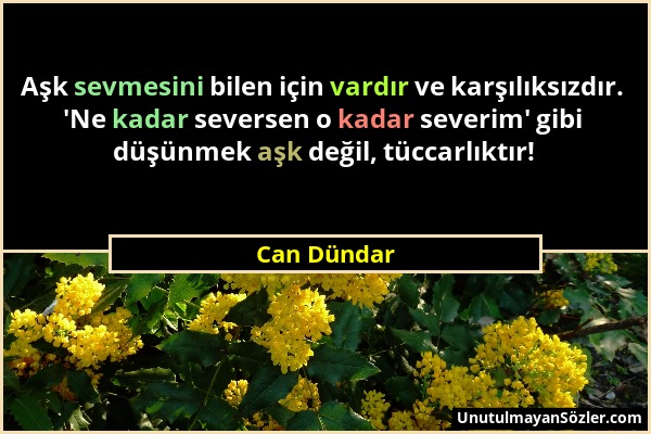 Can Dündar - Aşk sevmesini bilen için vardır ve karşılıksızdır. 'Ne kadar seversen o kadar severim' gibi düşünmek aşk değil, tüccarlıktır!...