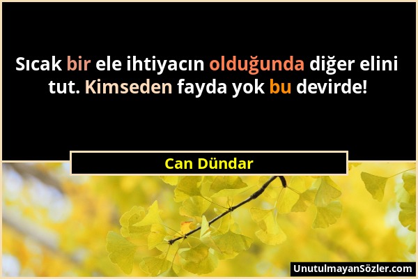 Can Dündar - Sıcak bir ele ihtiyacın olduğunda diğer elini tut. Kimseden fayda yok bu devirde!...