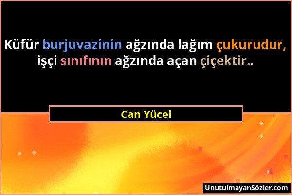 Can Yücel - Küfür burjuvazinin ağzında lağım çukurudur, işçi sınıfının ağzında açan çiçektir.....
