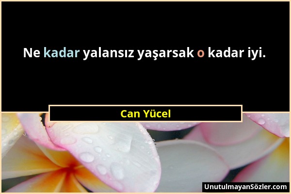 Can Yücel - Ne kadar yalansız yaşarsak o kadar iyi....