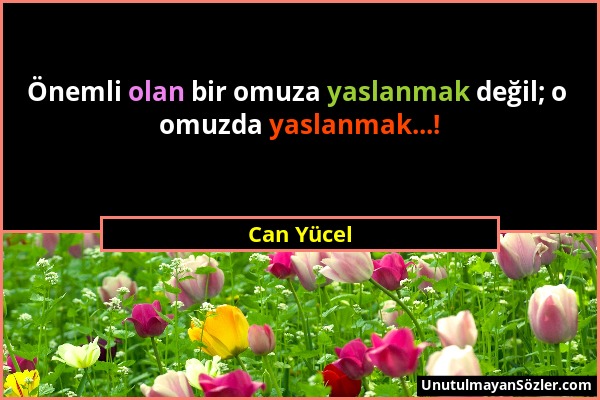 Can Yücel - Önemli olan bir omuza yaslanmak değil; o omuzda yaslanmak...!...