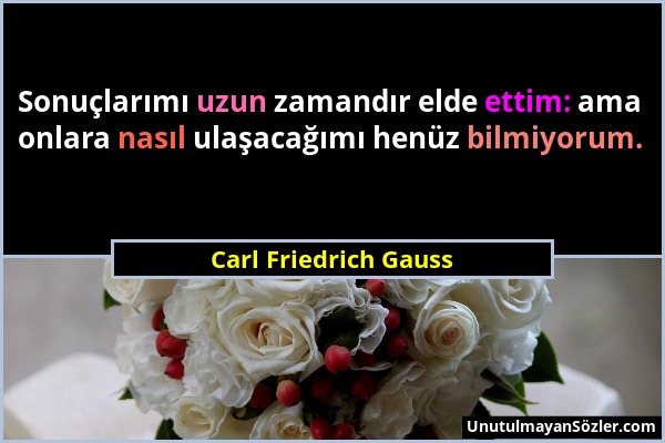 Carl Friedrich Gauss - Sonuçlarımı uzun zamandır elde ettim: ama onlara nasıl ulaşacağımı henüz bilmiyorum....