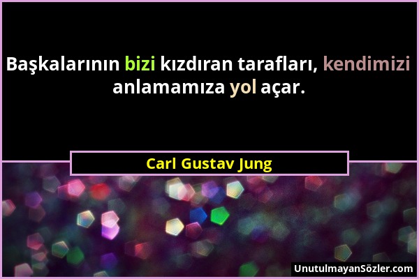 Carl Gustav Jung - Başkalarının bizi kızdıran tarafları, kendimizi anlamamıza yol açar....