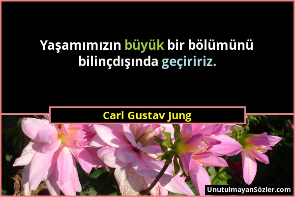 Carl Gustav Jung - Yaşamımızın büyük bir bölümünü bilinçdışında geçiririz....