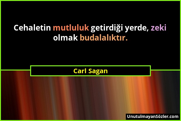 Carl Sagan - Cehaletin mutluluk getirdiği yerde, zeki olmak budalalıktır....
