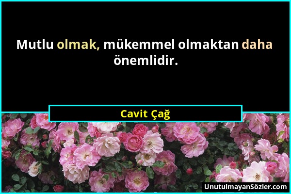 Cavit Çağ - Mutlu olmak, mükemmel olmaktan daha önemlidir....