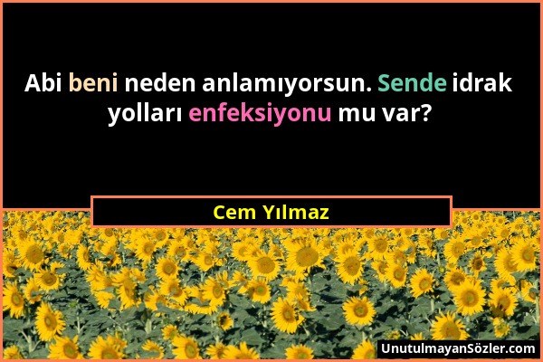 Cem Yılmaz - Abi beni neden anlamıyorsun. Sende idrak yolları enfeksiyonu mu var?...