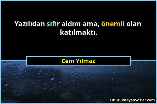 Cem Yılmaz - Yazılıdan sıfır aldım ama, önemli olan katılmaktı....