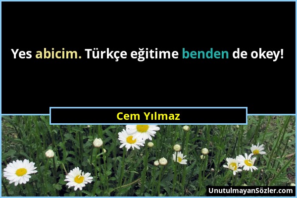 Cem Yılmaz - Yes abicim. Türkçe eğitime benden de okey!...