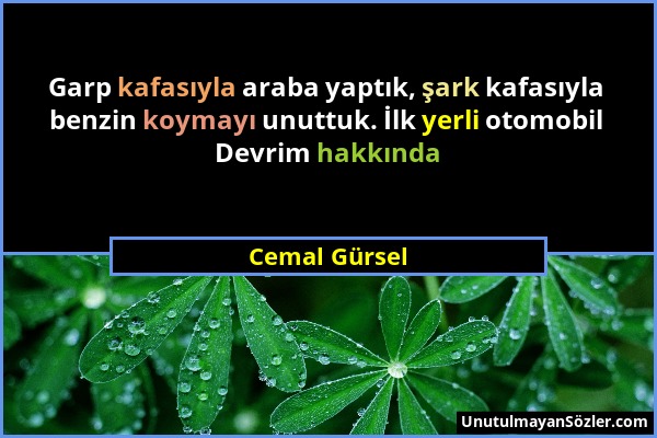 Cemal Gürsel - Garp kafasıyla araba yaptık, şark kafasıyla benzin koymayı unuttuk. İlk yerli otomobil Devrim hakkında...