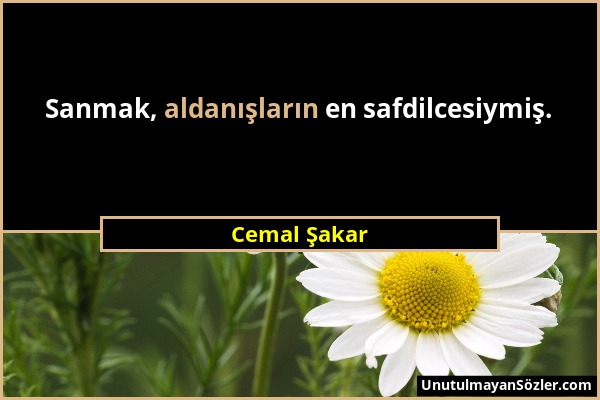 Cemal Şakar - Sanmak, aldanışların en safdilcesiymiş....